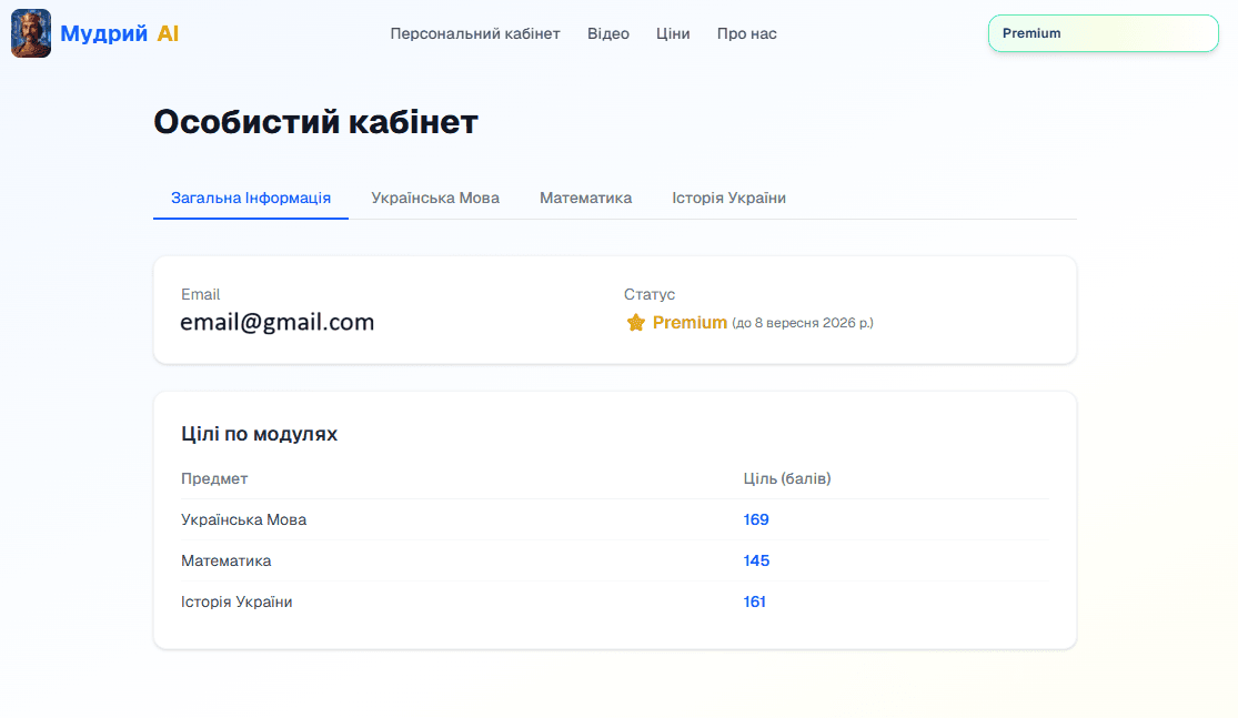Загальна інформація кабінету